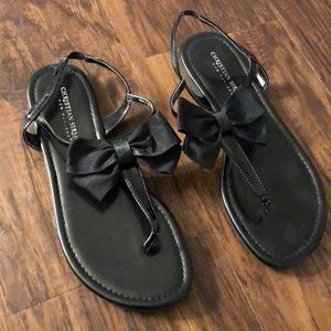 Black bow sandals